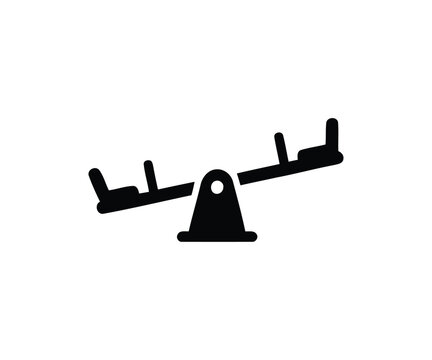 PrintMinimalist playground seesaw icon, park teeter totter vector silhouette