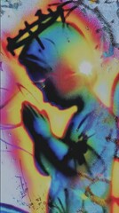 Obraz premium Vibrant spiritual graffiti mobile wallpaper