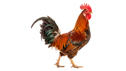 Vibrant colorful rooster cock standing proudly poultry farm animal isolated on transparent background © novator-png