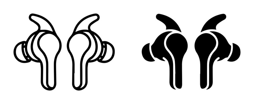 Wireless Earbuds Icons, Bluetooth Audio Devices, Modern Technology Symbols