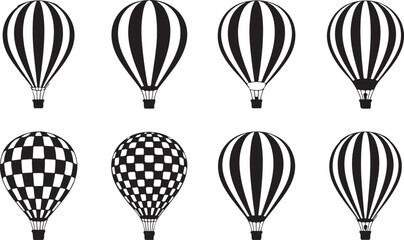 Set of eight stylish hot air balloons in flight © Masud