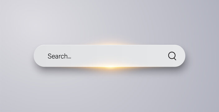 Minimal 3D Search Bar Interface With Soft Shadow And Warm Glow