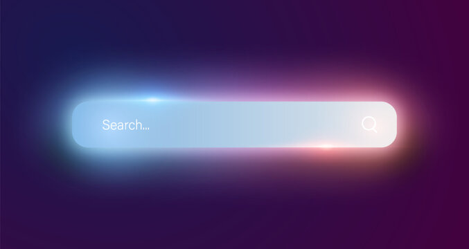 Neon Glowing Search Bar Interface On Dark Purple Technology Background