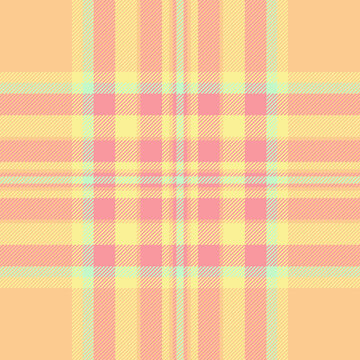 Bandanna plaid fabric background, infinity tartan check seamless. Flannel texture pattern vector textile in orange and red colors.