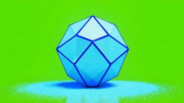 Abstract Liquid Ink Splash Transforms into a Glowing Crystal Icon - Pop Up Logo Reveal Animation on a Green Screen for Chroma Key.