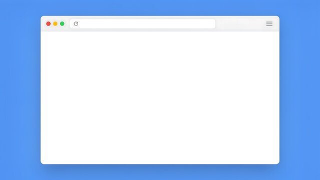 Blank web browser window, white screen, blue background, empty webpage, computer interface