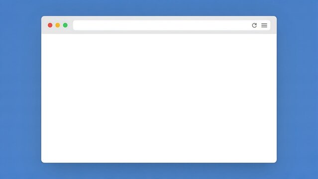 Blank web browser window, white screen, blue background, empty webpage, computer interface