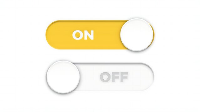 Switch button icons, toggle buttons, on off switch, yellow and white