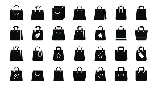 Collection of Various Black Handbag Silhouettes with Different Designs