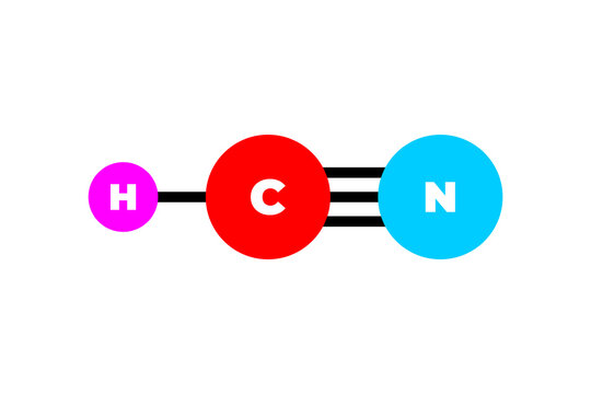 Hydrogen cyanide compound, HCN chemical structure, vector design.