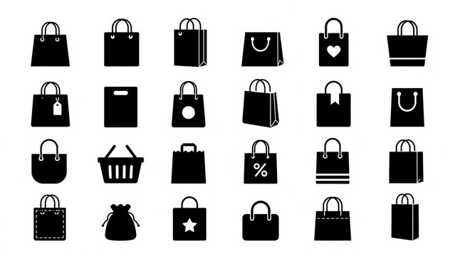 Collection of Various Handbag Silhouettes on White Background