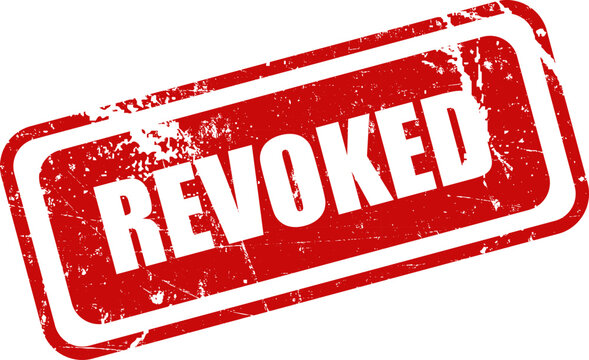 Revoked red stamp illustration on white background cancellation notice legal disapproval concept