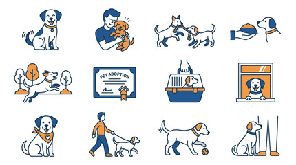 Fototapeta premium Illustrations of Dogs and Adoption Activities