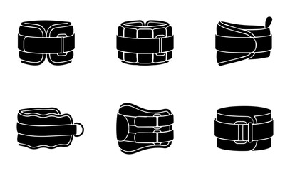 Weight Straps Set, Fitness Ankle Weights, Exercise Equipment Icons, Sports Gear Vector Graphics
