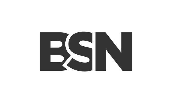 BSN logo design template with strong and modern bold text. Initial based vector logotype featuring simple and minimal typography. Trendy company identity.
