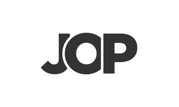JOP logo design template with strong and modern bold text. Initial based vector logotype featuring simple and minimal typography. Trendy company identity.