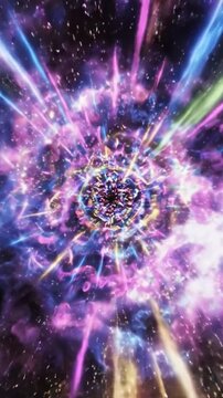 Exploring a Vivid Cosmic Cascade: A Journey through a Colorful, Abstract Universe Filled with Spiraling Light and Energetic Patterns Illustrating Celestial Wonders