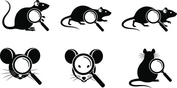 Mouse Research and Laboratory Testing Icon Set Vector Illustration