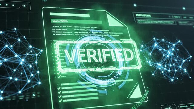 Futuristic biometric fingerprint scanning technology with digital interface and network connections