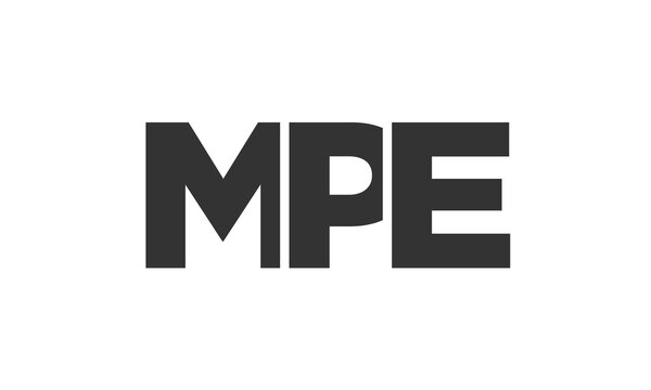 MPE logo design template with strong and modern bold text. Initial based vector logotype featuring simple and minimal typography. Trendy company identity.
