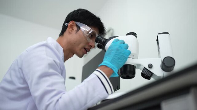 Team Food Safety Scientists Testing Meat Samples in Laboratory for Contamination and Chemical Residue Analysis.