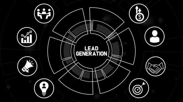 Lead generation and sales strategy concept. business technology virtual screen background.4k Animation video.