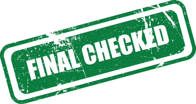 Green final checked stamp seal on white background for approval and verification purposes