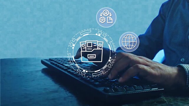 Business Professional Using Artificial Intelligence for Digital Document Management and Data Automation video