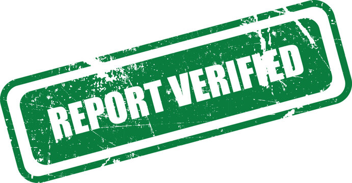 Report verified stamp green grunge texture official confirmation seal for documents and data