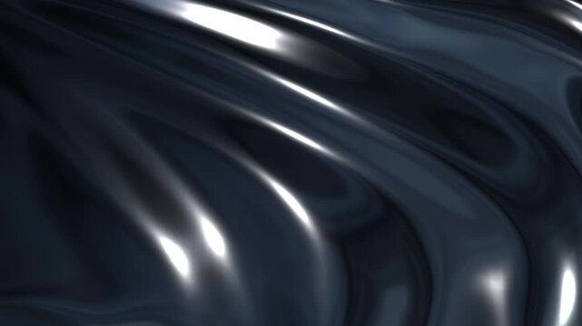 Black background with shiny fabric blowing in the wind, 4K dynamic computer graphic animation.
