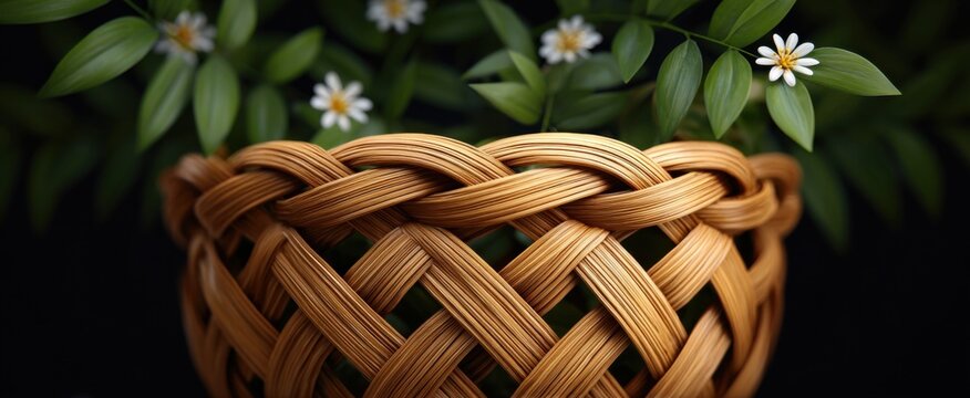 Tekstur serat bambu yang elegan dengan pencahayaan lembut menonjolkan pola organik untuk inspirasi desain interior tropis.