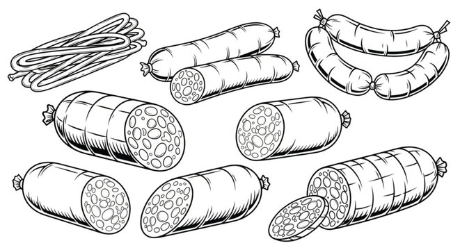 Variety of sausages on display.