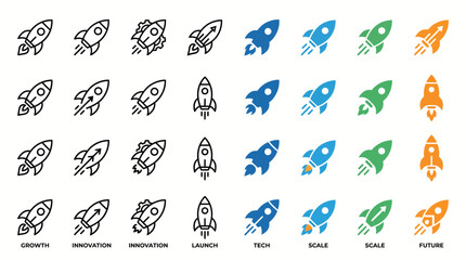 Obraz premium Professional Startup Rocket Logo Collection for Business Growth and Technology Launch Identity