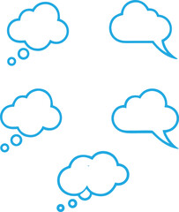 Fototapeta premium Set of hand drawn speech bubbles and thought clouds in black ink style