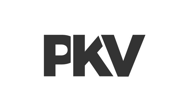 PKV logo design template with strong and modern bold text. Initial based vector logotype featuring simple and minimal typography. Trendy company identity.