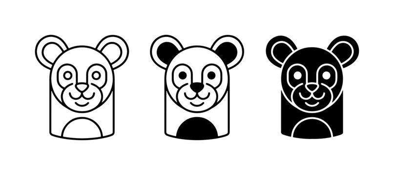 Cute Bear Icons, Simple Animal Graphics, Vector Faces for Kids and Wildlife Themes