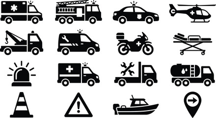 Emergency Vehicle Icons Vector Illustration © Village Studio 12