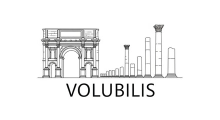 Naklejka premium Ancient Roman Archway and Columns Illustration.