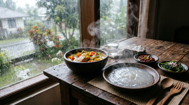 Rainy Day Comfort Papeda by the Window
