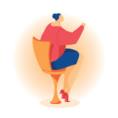 Obraz premium woman sitting on chair back view vector illustration