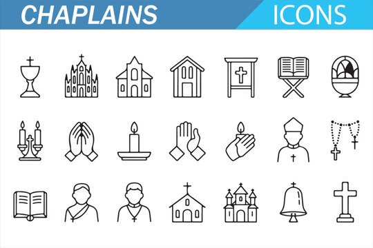 Editable vector chaplain icons for church, worship, and faith-based design projects