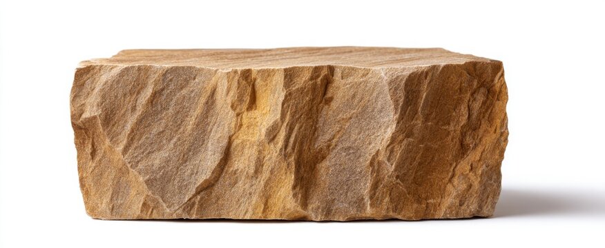 Sandstone block isolated on white background ideal for construction geological research or design.