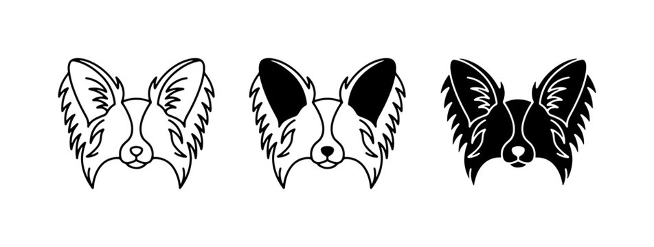 Dog Face Icons, Border Collie Vector Art, Pet Head Graphics, Canine Silhouette Set