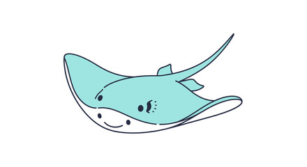 Smiling Cartoon Manta Ray Fish. © inakaya