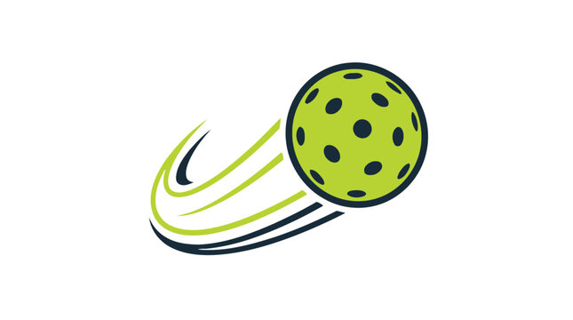 Dynamic pickleball vector illustration featuring a lime green perforated ball with sleek motion speed lines