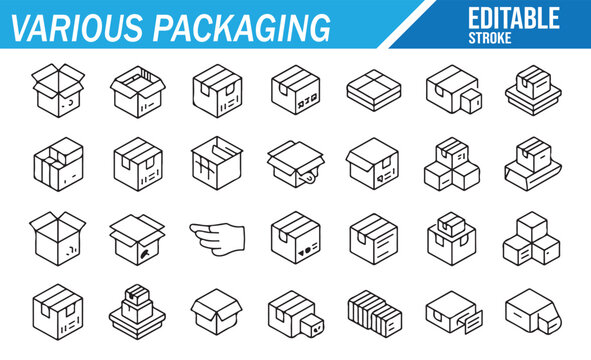 Hand-drawn packaging and delivery icons collection for logistics and e-commerce