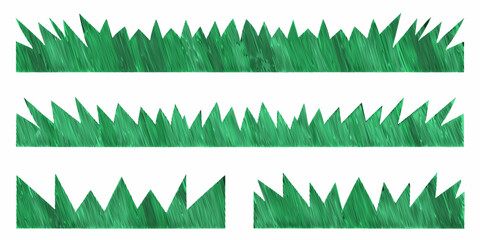 Green Grass Silhouettes Watercolor Style Illustration On White Background © Milton