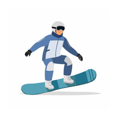 Fototapeta premium Snowboarder in action, flat design illustration