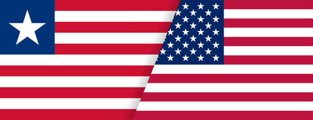 Fototapeta premium アメリカ国旗とリベリア国旗の組み合わせデザイン Combined United States and Liberia Flags Background 