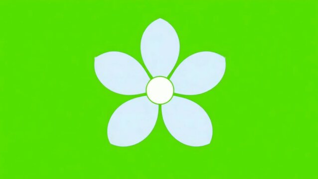 Blooming Water Droplet Transforms into Flower, Minimalist 2D Vector Animation on Green Screen, Abstract Nature Icon